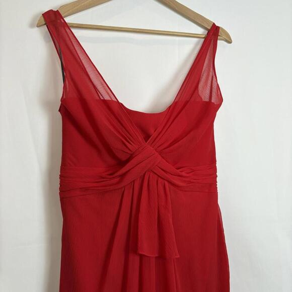 Vera Wang White (8) Red Chiffon Column Evening Gown Formal Goddess Evening Dress - Picture 4 of 6